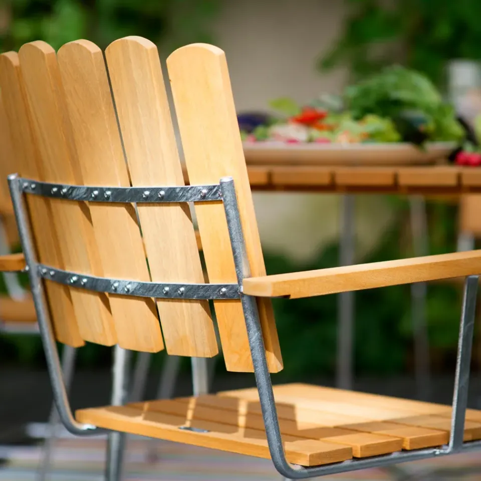 Grythyttan Stålmöbler Seating*A2 armchair, Teak-hot-dip galvanized stand Brown