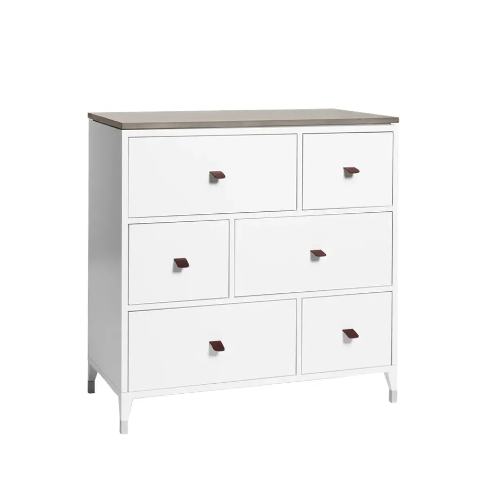 Mavis Dressers & Drawer Units*Abisko chest of drawers, , concrete top, 6 drawers White
