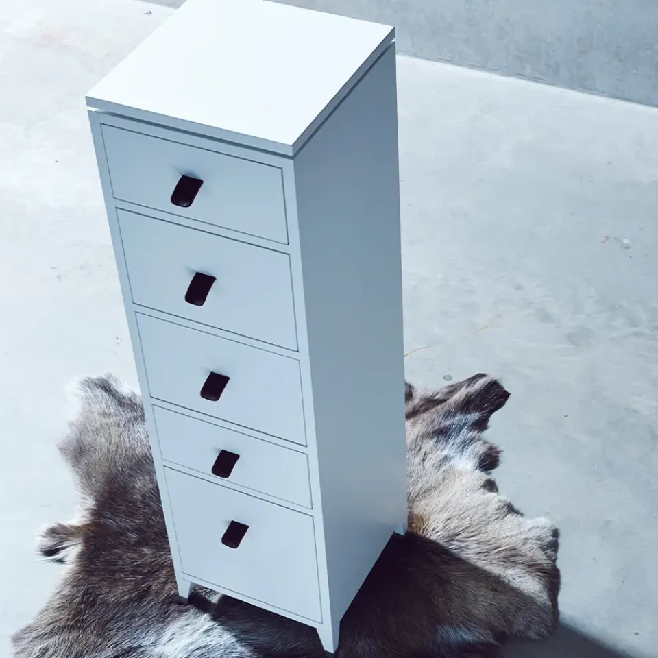 Mavis Dressers & Drawer Units*Abisko chest of drawers, , concrete top, 6 drawers White