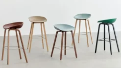 HAY Bar Stools*About a Stool AAL32 Low 2.0 bar stool lacquered oak base, -stainless steel footrest Black