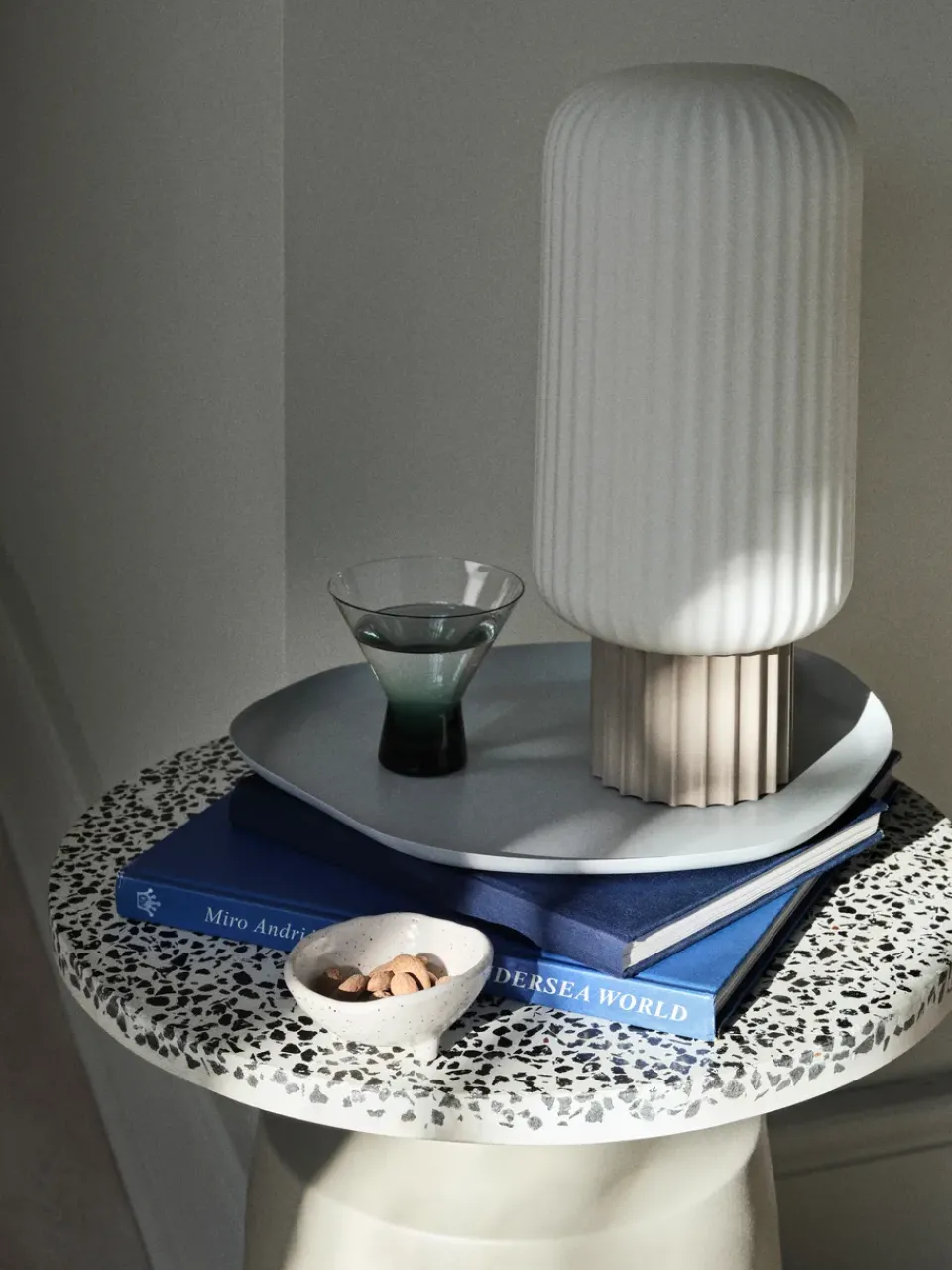 Broste Copenhagen Side Tables*Agari side table Ø45x45 cm, Rainy day grey-black GreyBeige