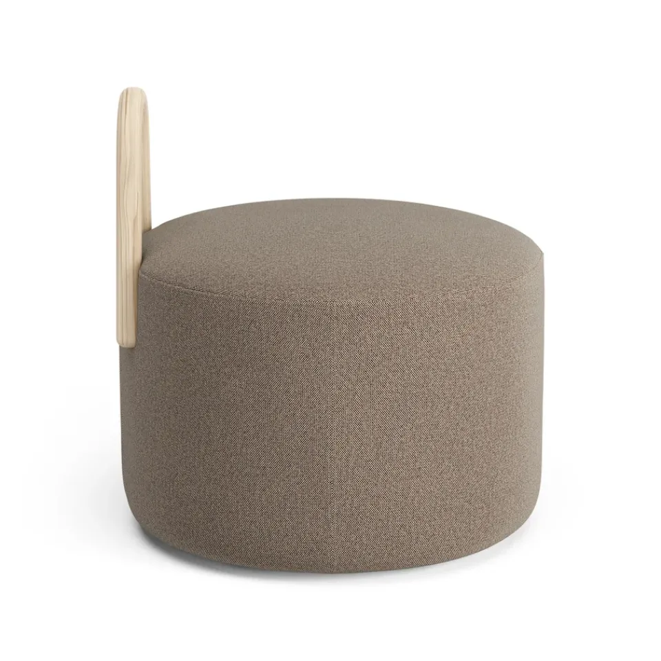 Swedese Sitting Poufs*Amstelle pouf medium with wheel box natural lacquer, Main Line Flax 23 Beige