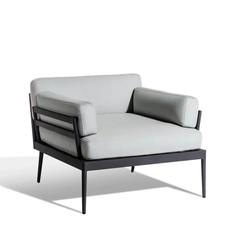Skargaarden Seating|Outdoor Lounge Furniture*Anholt lounge chair, Sunbrella Natté Storm-dark aluminium frame Grey