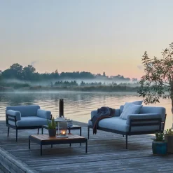 Skargaarden Seating|Outdoor Lounge Furniture*Anholt lounge chair, Sunbrella Natté Storm-dark aluminium frame Grey