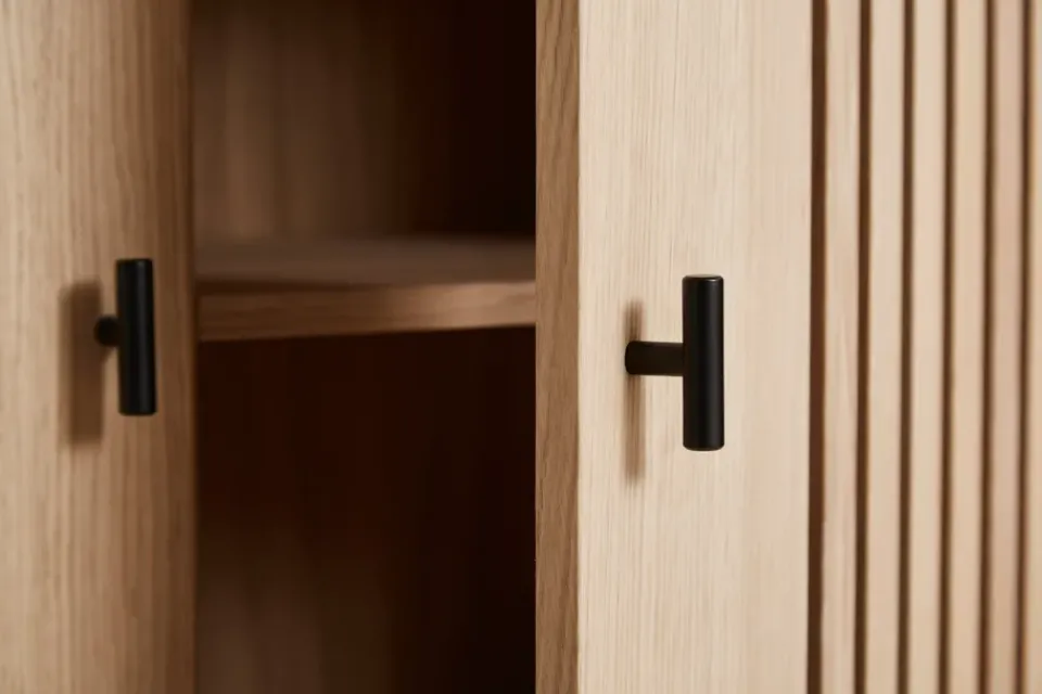 Woud Display & Glass Cabinets*Array cabinet. 80 cm, White pigmented oak BeigeBlack
