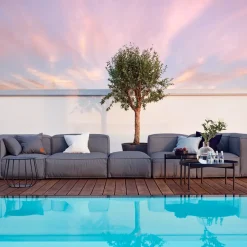 Skargaarden Outdoor Lounge Furniture|Garden Sofas & Garden Benches*Asker modular sofa, Sunbrella Sling light , middle section large Grey