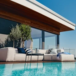 Skargaarden Outdoor Lounge Furniture|Garden Sofas & Garden Benches*Asker modular sofa, Sunbrella Sling light , foot stool Grey
