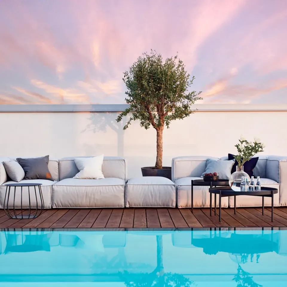 Skargaarden Outdoor Lounge Furniture|Garden Sofas & Garden Benches*Asker modular sofa, Sunbrella Sling taupe , foot stool Beige
