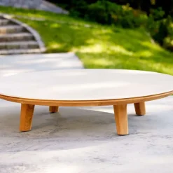 Cane-line Table For Outdoor Use|Outdoor Lounge Furniture*Aspect coffee table, Travertine-teak Beige
