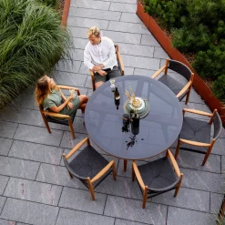 Cane-line Table For Outdoor Use*Aspect dining table round, Fossil -teak Black