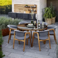 Cane-line Table For Outdoor Use*Aspect dining table round, Smokey -teak Black