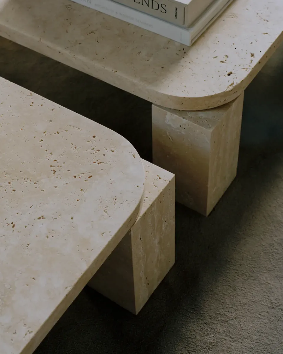 New Works Coffee Tables*Atlas coffee table 82x82 cm, Unfilled Travertine Beige