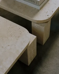 New Works Coffee Tables*Atlas coffee table 60x60 cm, Unfilled Travertine Beige