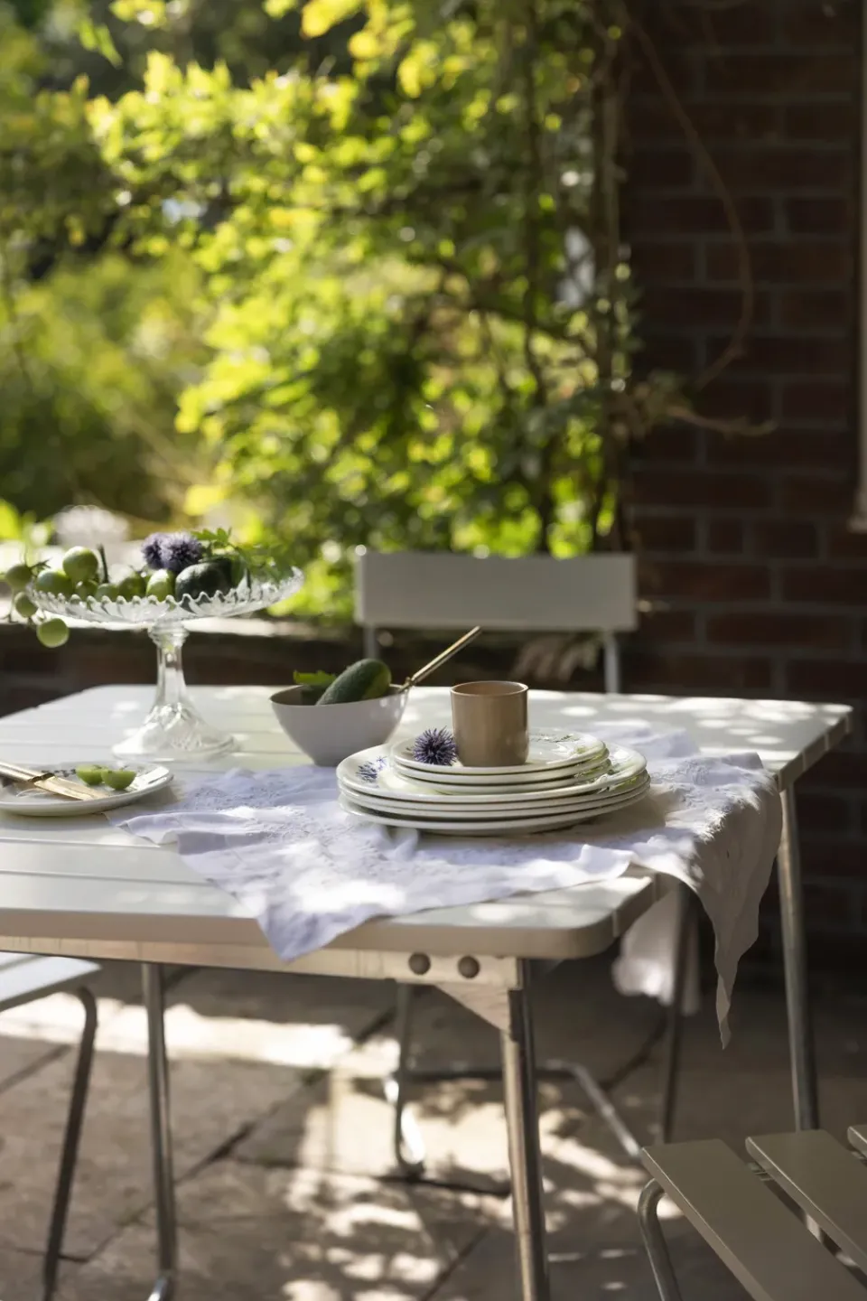 Grythyttan Stålmöbler Table For Outdoor Use*B31 dining table, lacquer oak-hot-dip galvanized stand White