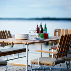 Grythyttan Stålmöbler Table For Outdoor Use*B25A table, Oak oil-hot-dip galvanized stand Beige