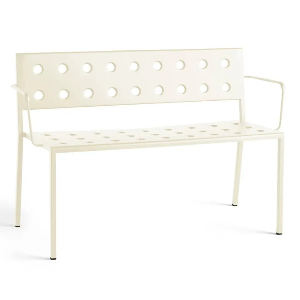 HAY Outdoor Lounge Furniture|Garden Sofas & Garden Benches*Balcony Dining bench with armrest 121x52 cm, Chalk Beige