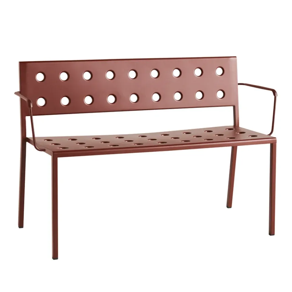 HAY Outdoor Lounge Furniture|Garden Sofas & Garden Benches*Balcony Dining bench with armrest 121x52 cm, Iron Red