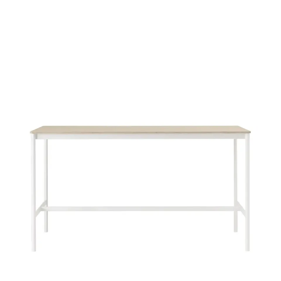 Muuto Bar Tables*Base high bar table, Oak, white legs, plywood edge, b85 l190 h105 Beige
