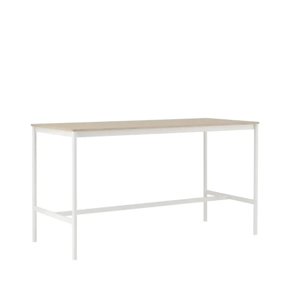 Muuto Bar Tables*Base high bar table, Oak, white legs, plywood edge, b85 l190 h105 Beige
