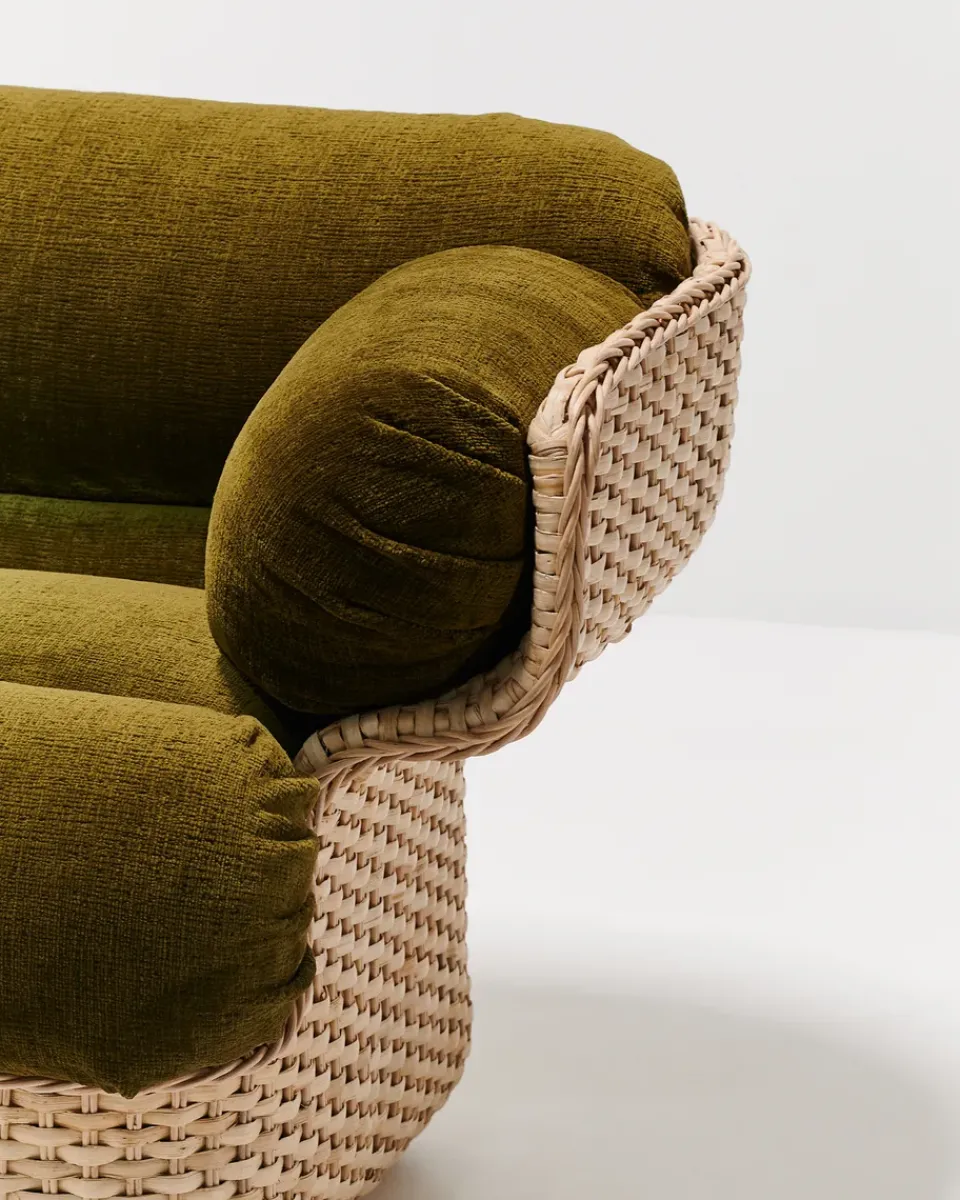 GUBI Armchairs & Footstools|Chairs*Basket lounge chair fully upholstered, Mumble Glamour Group 40-rattan Green
