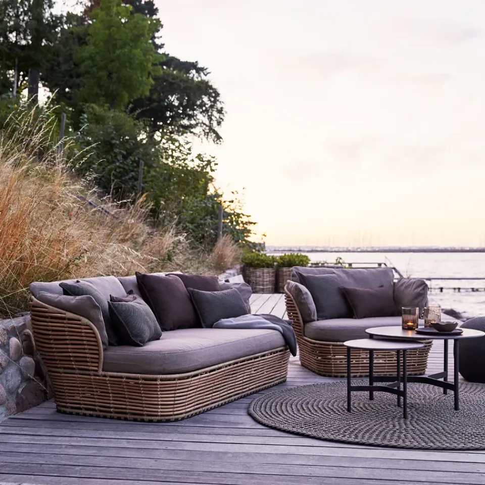Cane-line Garden Sofas & Garden Benches|Balcony Furniture*Basket sofa 2-seater, Graphic , cushions Grey