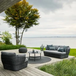 Cane-line Garden Sofas & Garden Benches|Balcony Furniture*Basket sofa 2-seater, Graphic , cushions Grey