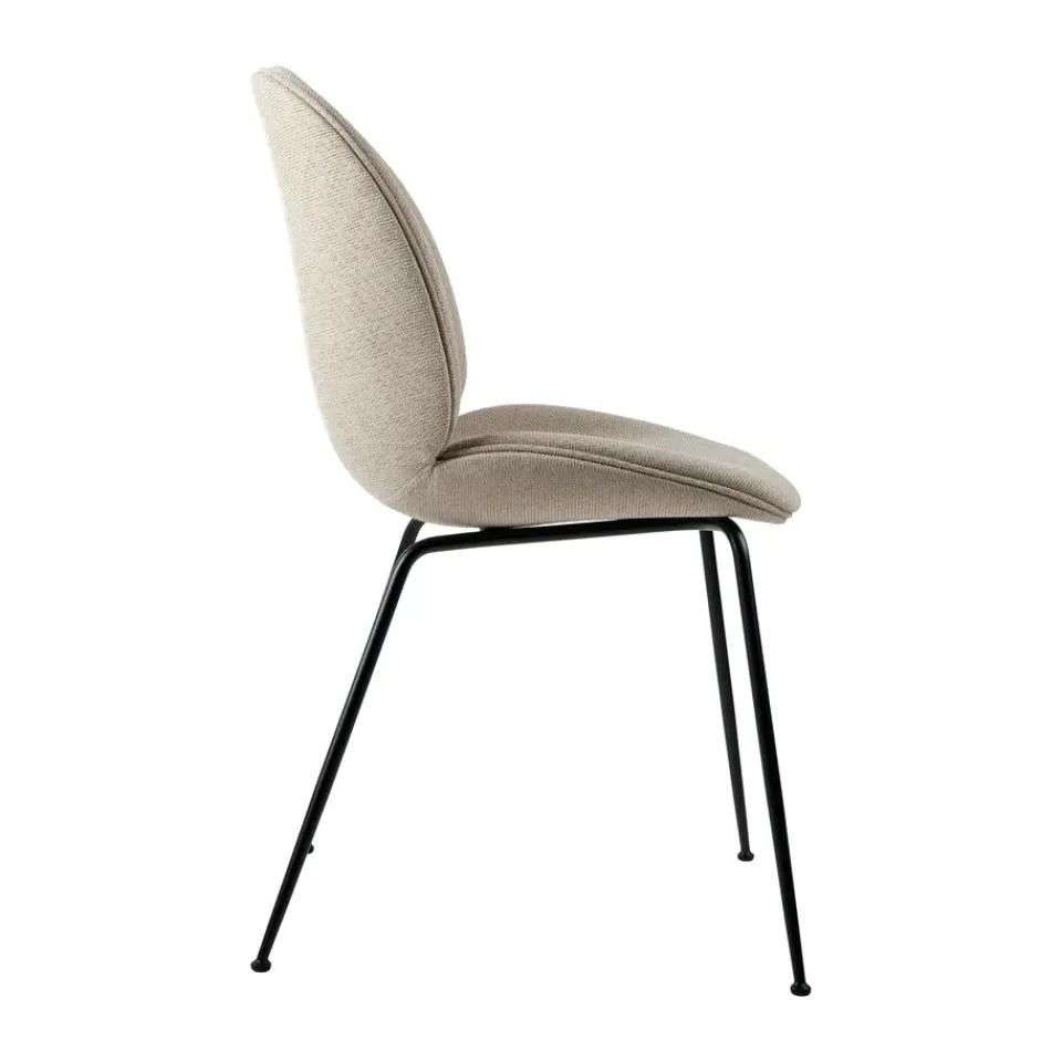 GUBI Chairs*Beetle dining chair - fully upholstered conic base, Tempt 61168-black matte Beige