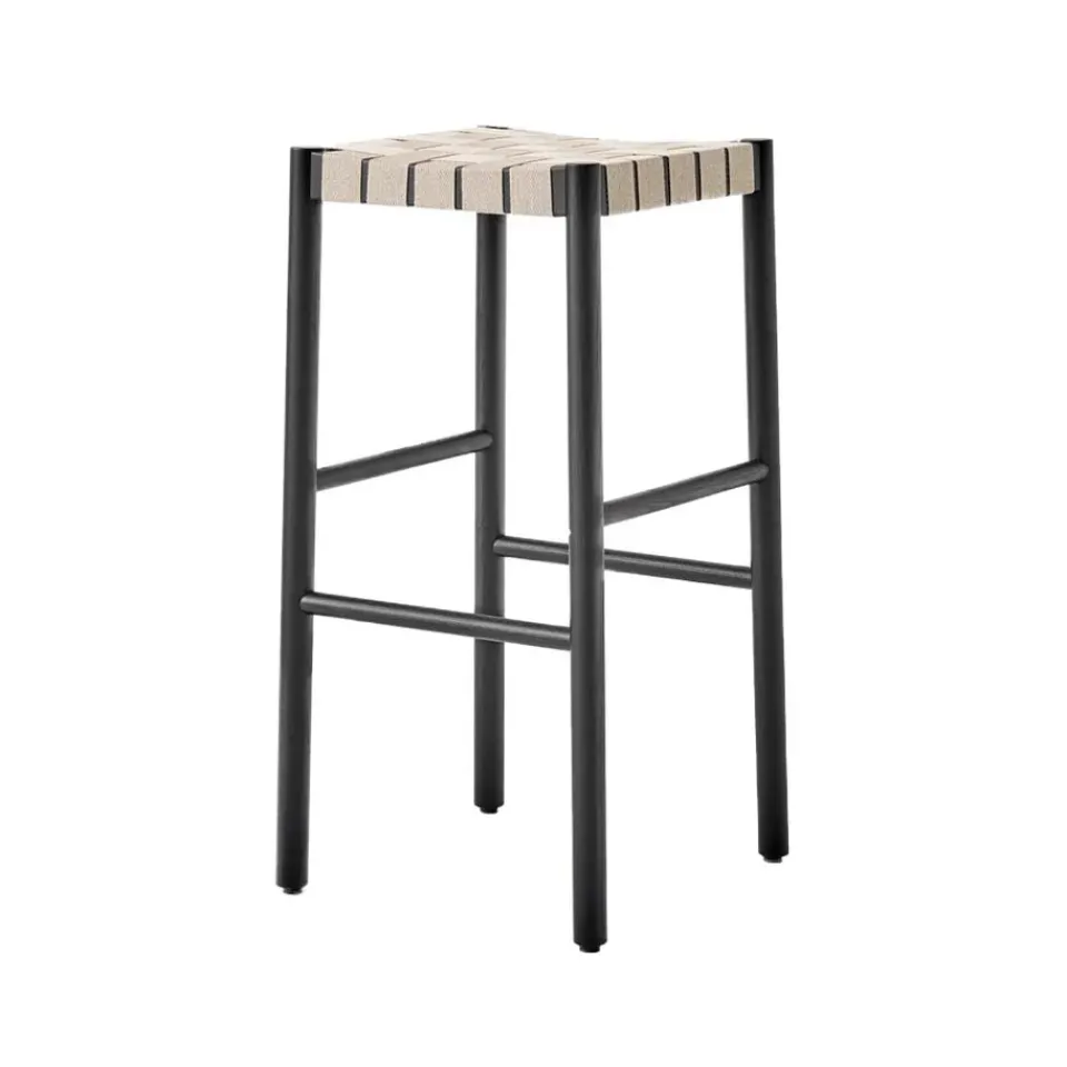 &Tradition Bar Stools*Betty TK8 barstool, , natural braided linen band seat Black