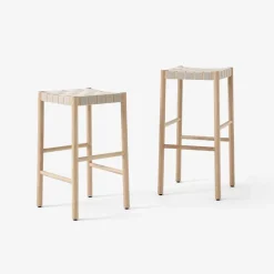 &Tradition Bar Stools*Betty TK7 barstool, Oak, natural braided linen band seat Beige