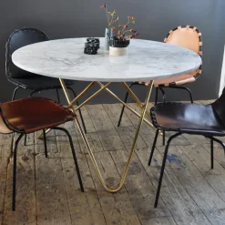 OX Denmarq Dining Tables*Big O Table dining table, Marble indio. black stand Green