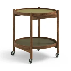 Brdr. Krüger Side Tables*Bølling Tray Table model 50, Leaf, oiled walnut stand Green