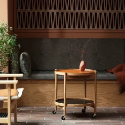 Brdr. Krüger Side Tables*Bølling Tray Table model 50, Clay, black lacquered oak stand Orange