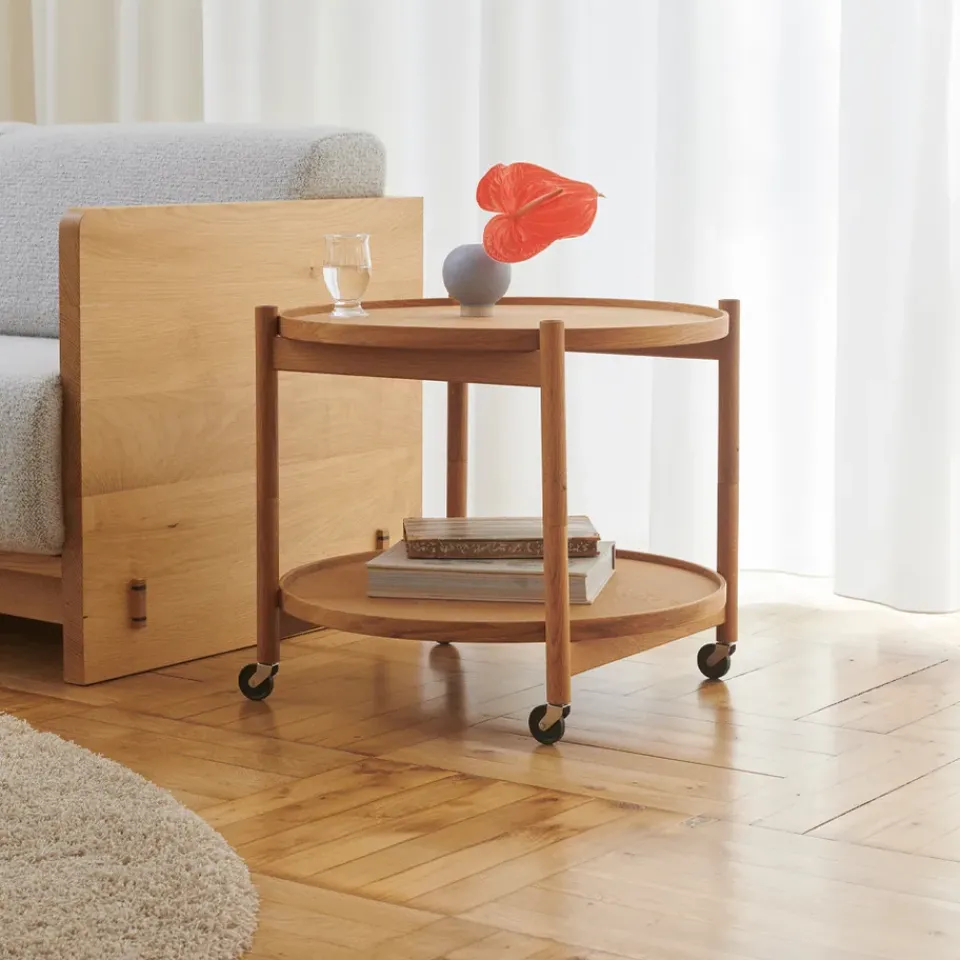 Brdr. Krüger Side Tables*Bølling Tray Table model 60, Clay, oiled beech stand Orange