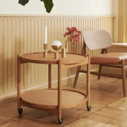 Brdr. Krüger Side Tables*Bølling Tray Table model 60, Water, oiled beech stand Blue