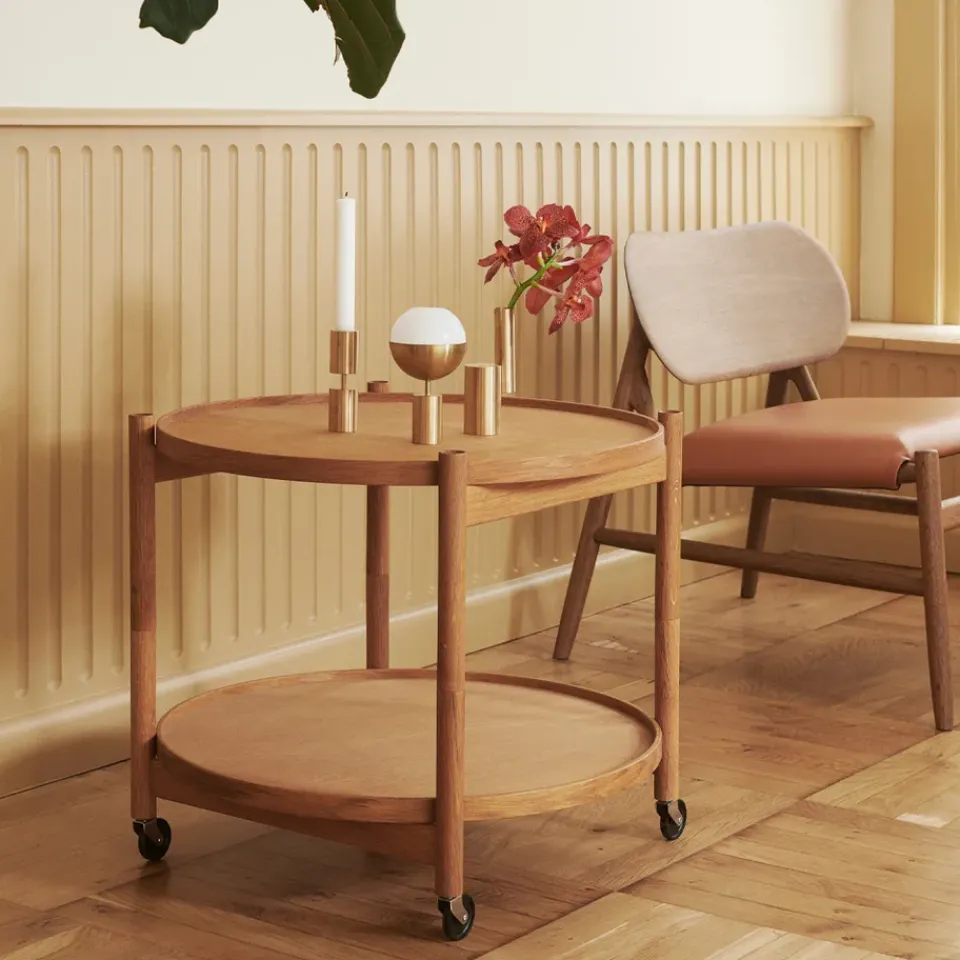 Brdr. Krüger Side Tables*Bølling Tray Table model 60, Water, oiled beech stand Blue