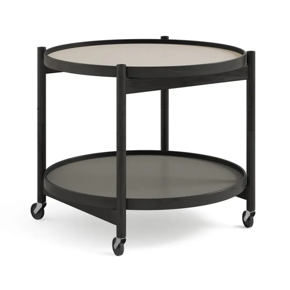Brdr. Krüger Side Tables*Bølling Tray Table model 60, Stone, black lacquered oak stand Grey
