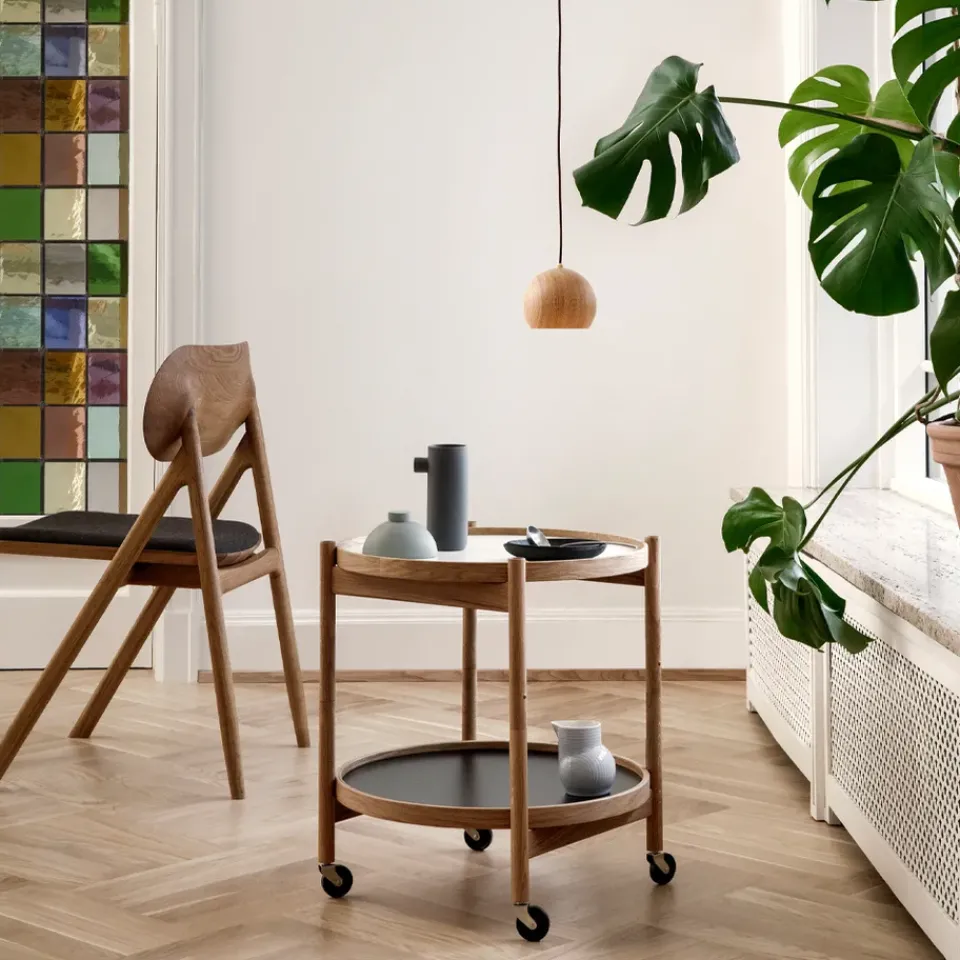 Brdr. Krüger Side Tables*Bølling Tray Table model 50, Water, untreated oak stand Blue