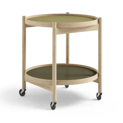 Brdr. Krüger Side Tables*Bølling Tray Table model 50, Leaf, untreated oak stand Green