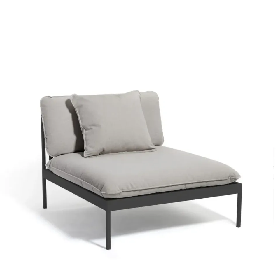 Skargaarden Garden Sofas & Garden Benches|Outdoor Lounge Furniture*Bönan modular sofa, Sunbrella Sling light , 1-seat, d. aluminium frame Grey