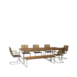 Grythyttan Stålmöbler Garden Sofas & Garden Benches*Bänk 9 bench, Oak oil-170 cm-hot-dip galvanized Beige