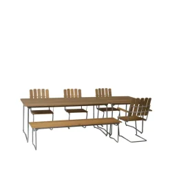 Grythyttan Stålmöbler Garden Sofas & Garden Benches*Bänk 9 bench, Teak-170 cm-hot-dip galvanized Brown