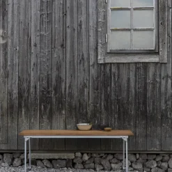 Grythyttan Stålmöbler Garden Sofas & Garden Benches*Bänk 8 bench, Teak-hot-dip galvanized steel stand Brown