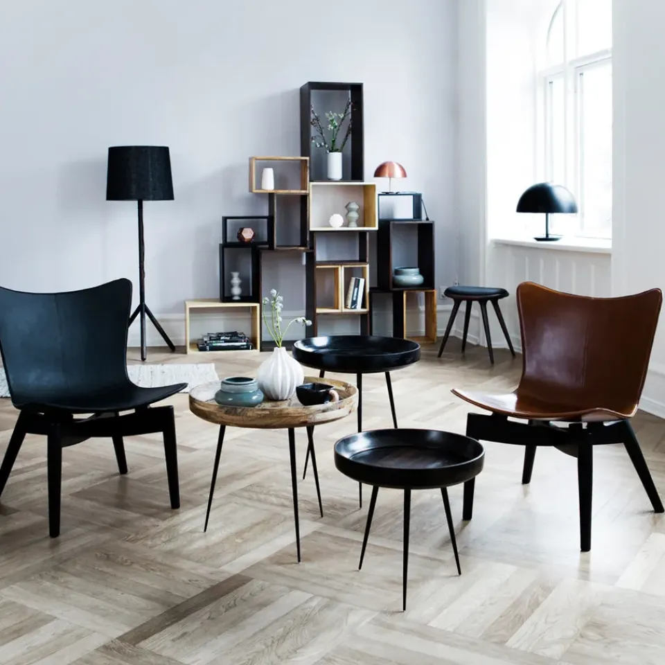 Mater Coffee Tables*Bowl Large table, mango sirka grey. black stand Brown