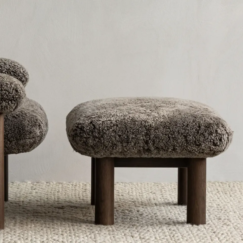 Audo Copenhagen Armchairs & Footstools*Brasilia footstool, Fabric moss 011 , oak legs Grey