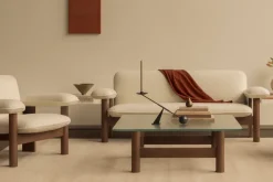 Audo Copenhagen Sofas*Brasilia sofa 2-seats, Natural oak-Sahara sheepskin curly Brown