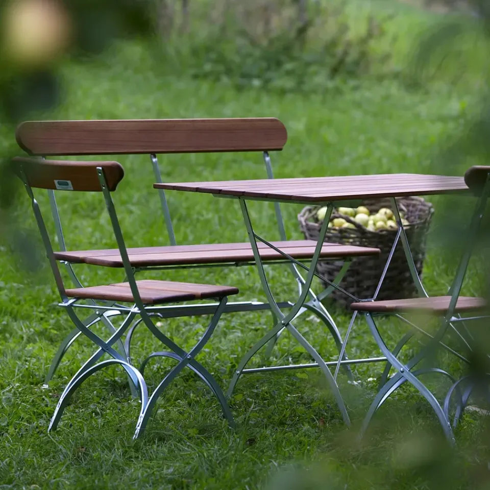Grythyttan Stålmöbler Seating|Balcony Furniture*Bryggeri chair, Teak-hot-dip galvanized stand Brown