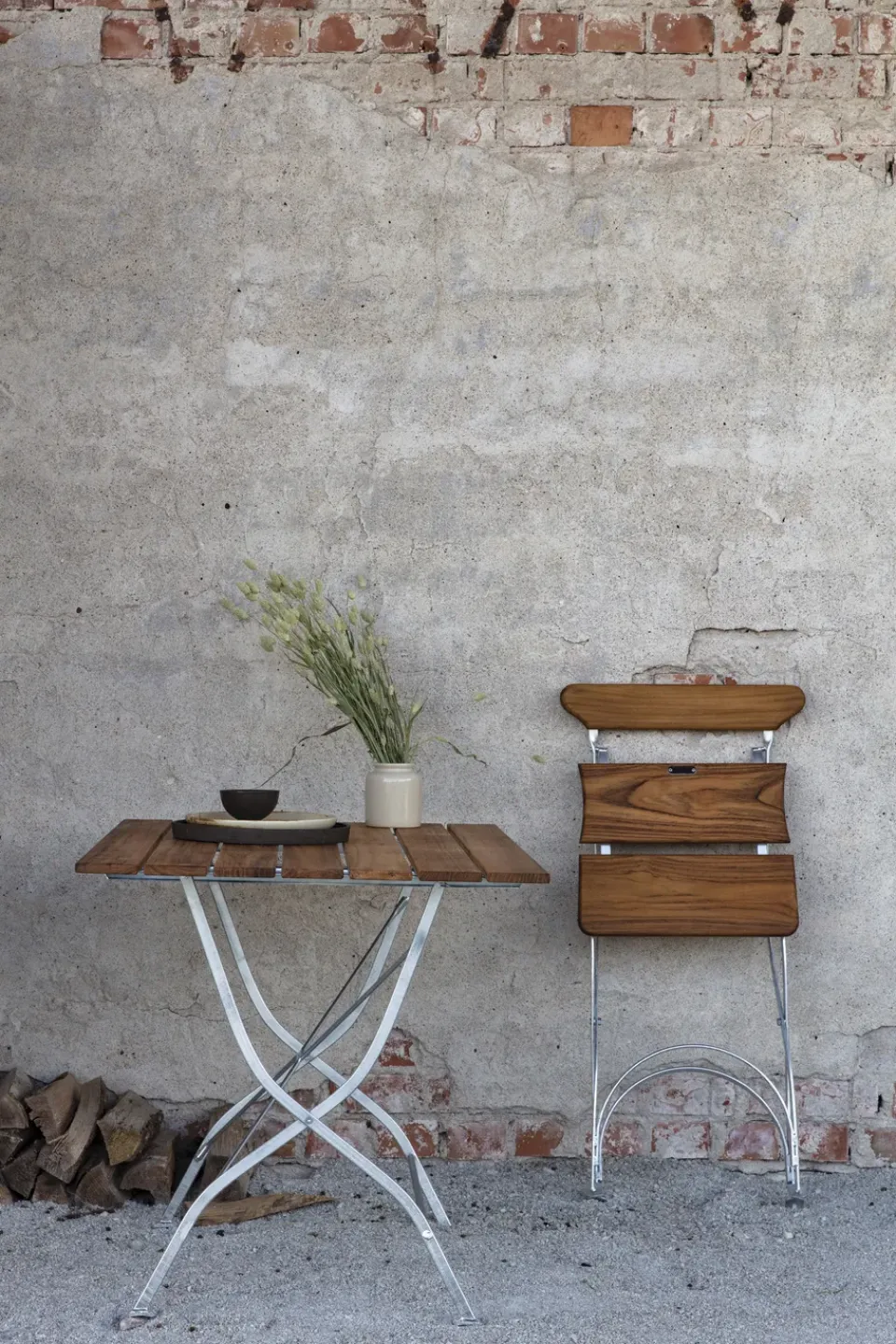 Grythyttan Stålmöbler Seating|Balcony Furniture*Bryggeri chair, Teak-hot-dip galvanized stand Brown
