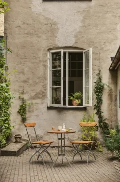 Grythyttan Stålmöbler Seating|Balcony Furniture*Bryggeri chair, Teak-hot-dip galvanized stand Brown