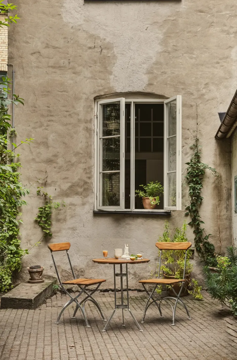 Grythyttan Stålmöbler Seating|Balcony Furniture*Bryggeri chair, Teak-hot-dip galvanized stand Brown