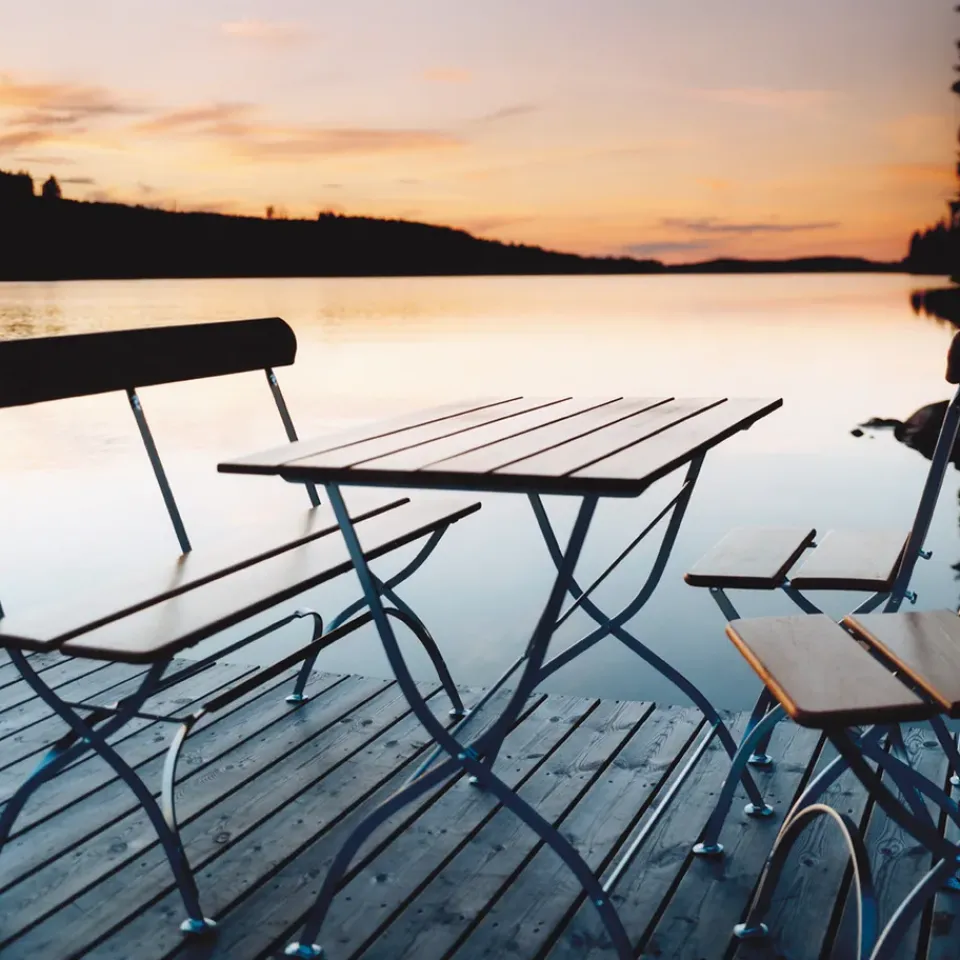 Grythyttan Stålmöbler Garden Sofas & Garden Benches|Outdoor Lounge Furniture*Bryggeri sofa, Teak-hot-dip galvanized stand Brown